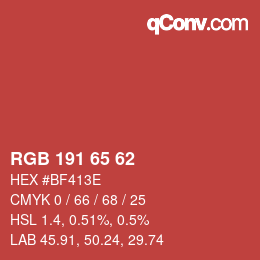 Code couleur: RGB 191 65 62 | qconv.com