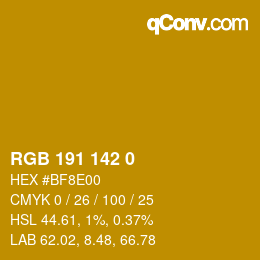 Farbcode: RGB 191 142 0 | qconv.com