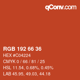 Código de color: RGB 192 66 36 | qconv.com