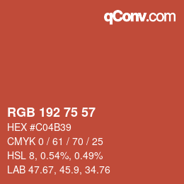 Color code: RGB 192 75 57 | qconv.com