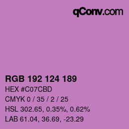 Code couleur: RGB 192 124 189 | qconv.com