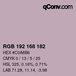 Color code: RGB 192 168 182 | qconv.com