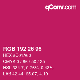 Code couleur: RGB 192 26 96 | qconv.com