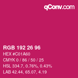 Code couleur: RGB 192 26 96 | qconv.com