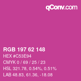 Código de color: RGB 197 62 148 | qconv.com