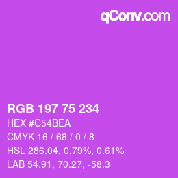 Color code: RGB 197 75 234 | qconv.com