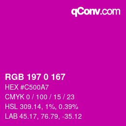 Code couleur: RGB 197 0 167 | qconv.com