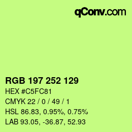 Código de color: RGB 197 252 129 | qconv.com