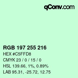 Farbcode: RGB 197 255 216 | qconv.com