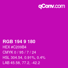 Código de color: RGB 194 9 180 | qconv.com