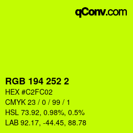 Color code: RGB 194 252 2 | qconv.com