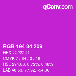 Code couleur: RGB 194 34 209 | qconv.com