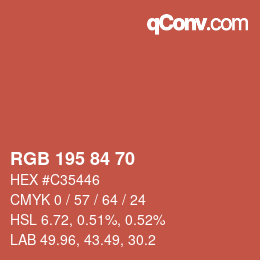 Code couleur: RGB 195 84 70 | qconv.com