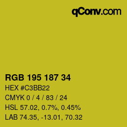 Color code: RGB 195 187 34 | qconv.com