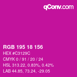 Code couleur: RGB 195 18 156 | qconv.com