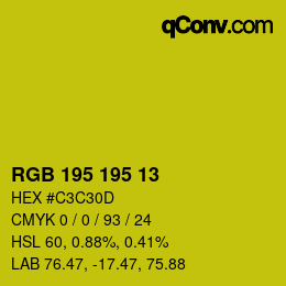 Code couleur: RGB 195 195 13 | qconv.com