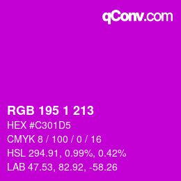 Farbcode: RGB 195 1 213 | qconv.com