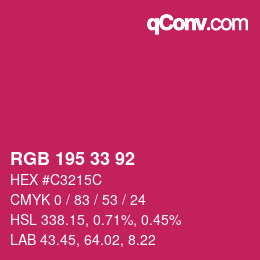 Code couleur: RGB 195 33 92 | qconv.com