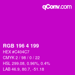 カラーコード: RGB 196 4 199 | qconv.com