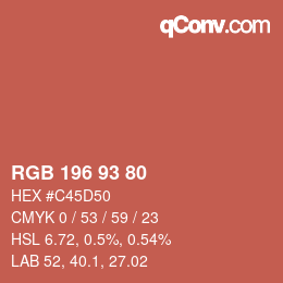 Color code: RGB 196 93 80 | qconv.com