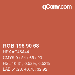 Código de color: RGB 196 90 68 | qconv.com