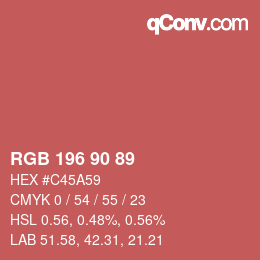 Código de color: RGB 196 90 89 | qconv.com