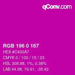 カラーコード: RGB 196 0 167 | qconv.com