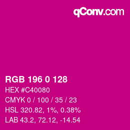 Código de color: RGB 196 0 128 | qconv.com