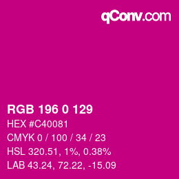 Código de color: RGB 196 0 129 | qconv.com