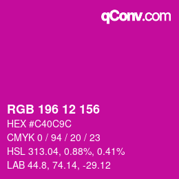 Code couleur: RGB 196 12 156 | qconv.com