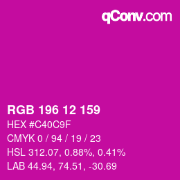 Code couleur: RGB 196 12 159 | qconv.com