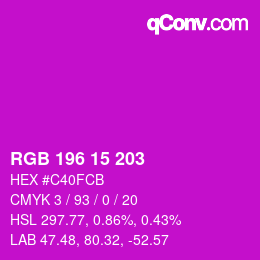 カラーコード: RGB 196 15 203 | qconv.com