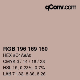 Código de color: RGB 196 169 160 | qconv.com