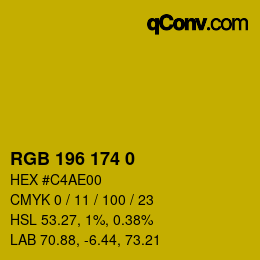 カラーコード: RGB 196 174 0 | qconv.com