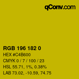 カラーコード: RGB 196 182 0 | qconv.com