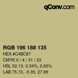Código de color: RGB 196 188 135 | qconv.com