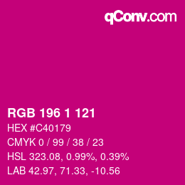 Code couleur: RGB 196 1 121 | qconv.com