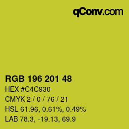 Code couleur: RGB 196 201 48 | qconv.com