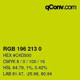 Color code: RGB 196 213 0 | qconv.com