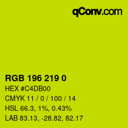 カラーコード: RGB 196 219 0 | qconv.com