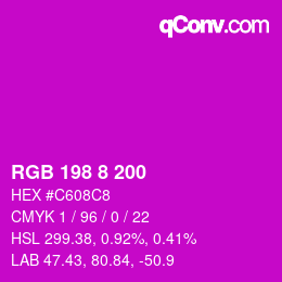 Color code: RGB 198 8 200 | qconv.com