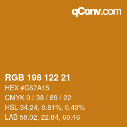 Color code: RGB 198 122 21 | qconv.com