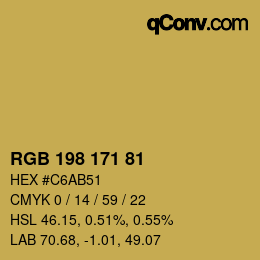 Code couleur: RGB 198 171 81 | qconv.com