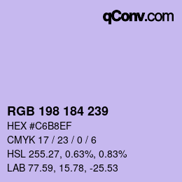 Color code: RGB 198 184 239 | qconv.com