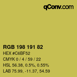 Code couleur: RGB 198 191 82 | qconv.com