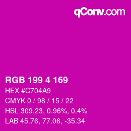 Code couleur: RGB 199 4 169 | qconv.com