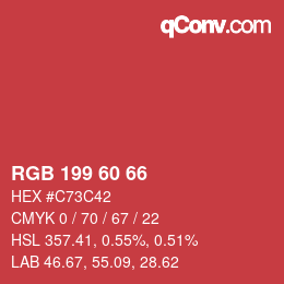 Código de color: RGB 199 60 66 | qconv.com