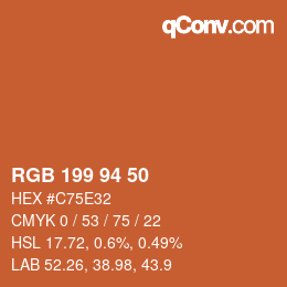 Código de color: RGB 199 94 50 | qconv.com