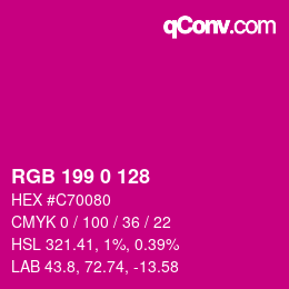 Code couleur: RGB 199 0 128 | qconv.com