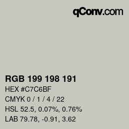 Color code: RGB 199 198 191 | qconv.com